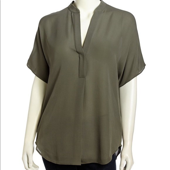 Vince Tops - VINCE Cap-sleeve Sage Green Silk Blouse Large